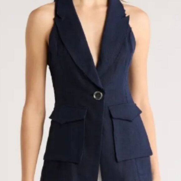 RAMY BROOK Paloma Exposed Seam Vest in Navy - Picture 15 of 15